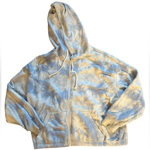 Blue & White Tie-Dye Zip-Up